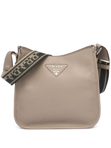 prada hobo leather|Prada triangle leather shoulder bag.